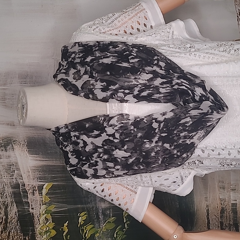 Maurices womens sheer black cream gray polyester infinity scarf